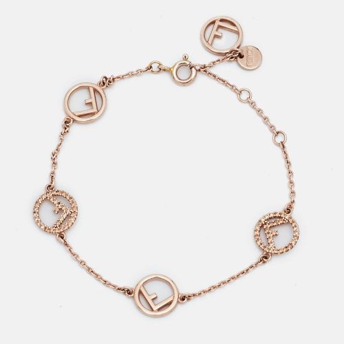 F is Crystals Rose Tone Logo Station Bracelet - Fendi - Modalova