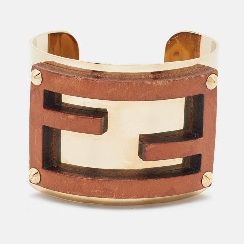 Zucca Leather Tone Open Cuff Bracelet - Fendi - Modalova