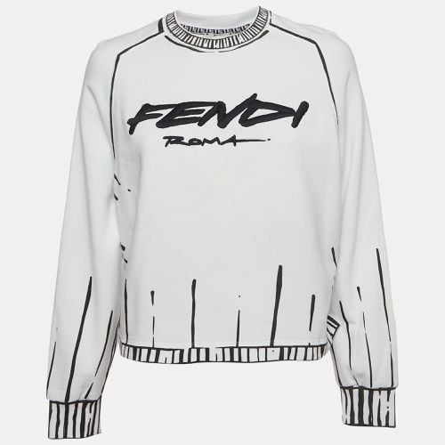 Logo Embroidered Cotton Crew Neck Sweatshirt S - Fendi - Modalova