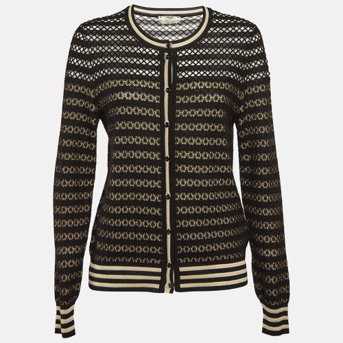 Beige Silk Patterned Knit Cardigan M - Fendi - Modalova