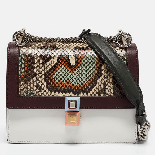 Snakeskin and Leather Studded Small Kan I Shoulder Bag - Fendi - Modalova