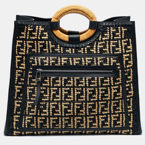 Natural FF Raffia and Leather Large Runaway Shopper Tote - Fendi - Modalova