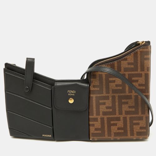 Tobacco Zucca Coated Canvas and Leather Business 3 Pocket Crossbody Bag - Fendi - Modalova