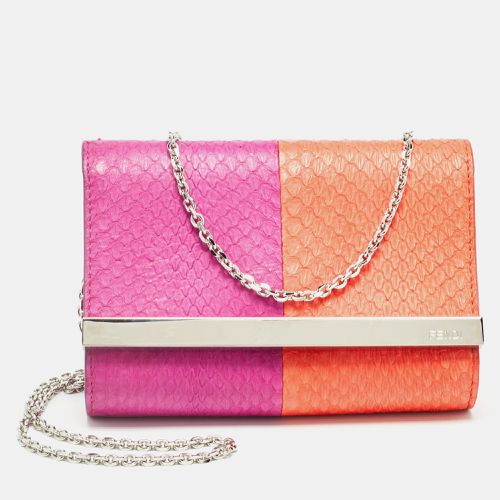 Orange Snakeskin Rush Chain Clutch - Fendi - Modalova