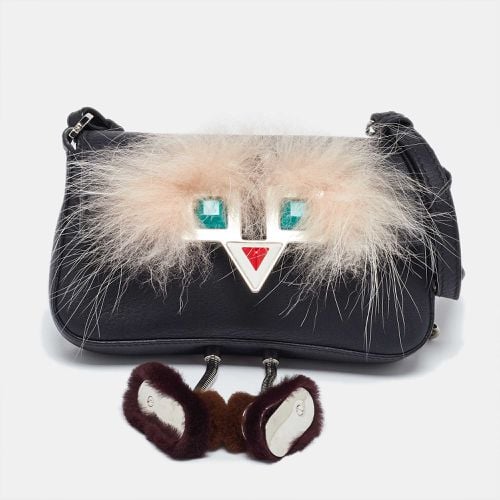 Leather and Fur Micro Monster Baguette Bag - Fendi - Modalova