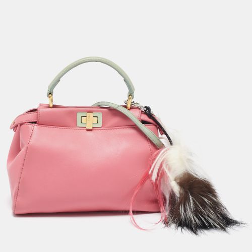 Green Leather Mini Peekaboo Top Handle Bag - Fendi - Modalova