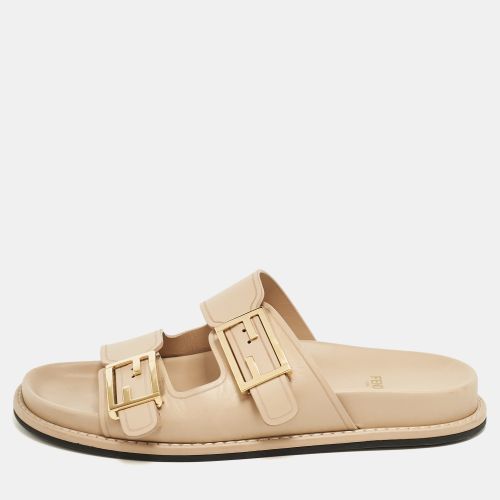 Leather FF Buckle Flat Slides Size 37.5 - Fendi - Modalova