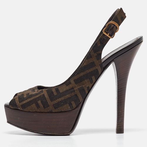 Zucca Canvas sta Slingback Pumps Size 39 - Fendi - Modalova