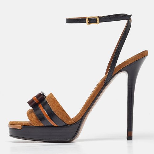 Leather and Suede Ankle Strap Sandals Size 40 - Fendi - Modalova