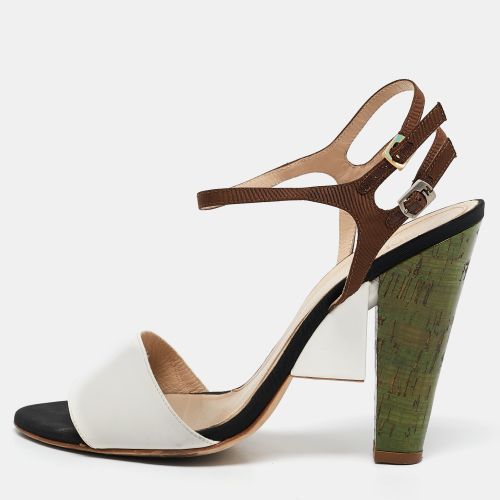 Canvas and Leather Ankle Strap Sandals Size 40 - Fendi - Modalova