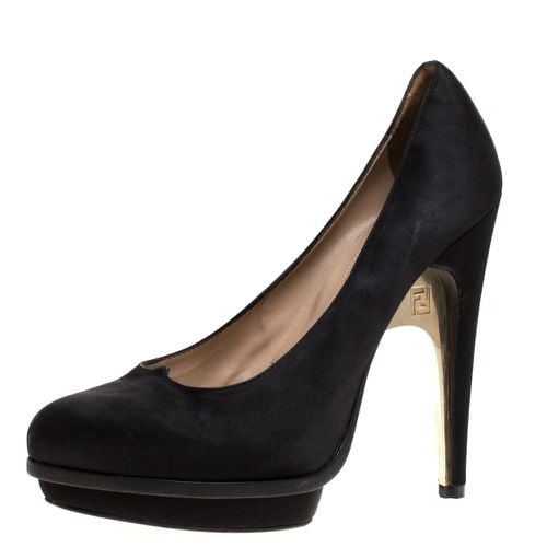 Satin Bridge Heel Platform Pumps Size 40 - Fendi - Modalova