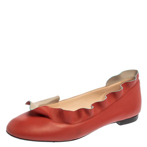 Leather Ruffle Trim Ballet Flats Size 39 - Fendi - Modalova