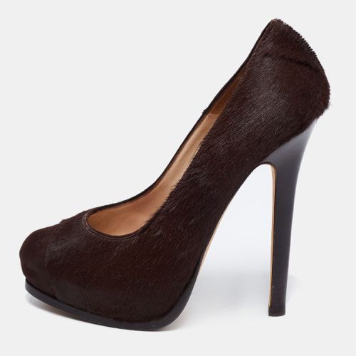 Suede And Calf Hair Platform Pumps Size 37 - Fendi - Modalova