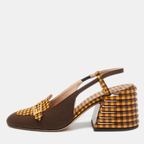 Two Tone Checkered Fabric Promenade Slingback Loafer Pumps Size 39.5 - Fendi - Modalova