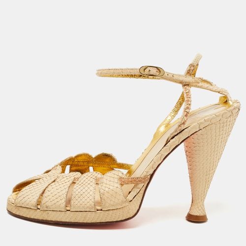 Snakeskin Leather Ankle Strap Sandals Size 36 - Fendi - Modalova