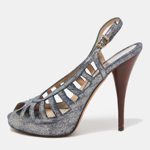 Silver Texture Suede Slingback Pumps Size 38.5 - Fendi - Modalova