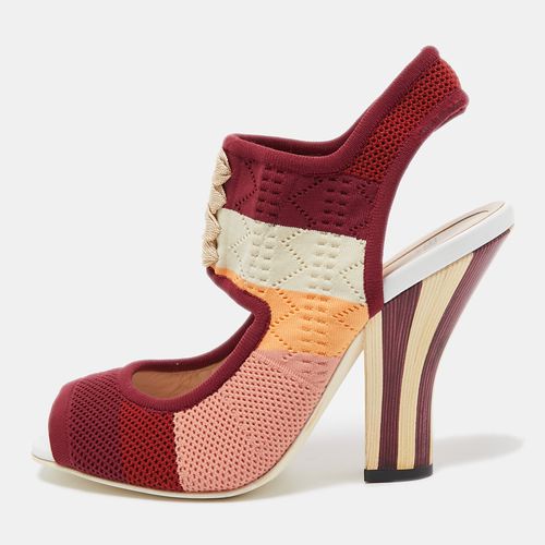 Multicolor Knit Fabric Slingback Sandals Size 38.5 - Fendi - Modalova