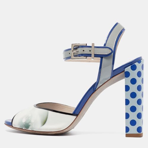 Tricolor Floral Print Ombre Leather and Patent Ankle Strap Sandals Size 38 - Fendi - Modalova