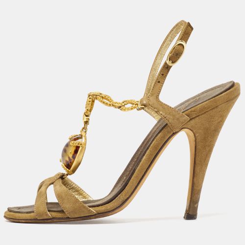 Suede Chain Link Embellished Ankle Strap Sandals Size 36.5 - Giuseppe Zanotti - Modalova