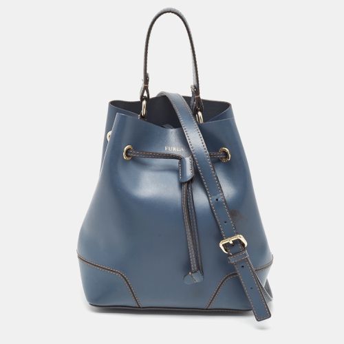 Navy Leather Stacy Drawstring Bucket Bag - Furla - Modalova