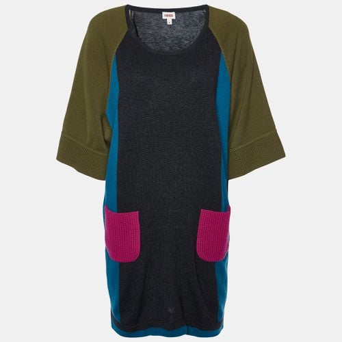 Colorblock Wool Knit Sweater Dress S - Kenzo - Modalova