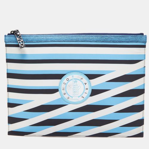 Striped Nylon and Leather A4 Zip Pouch - Kenzo - Modalova