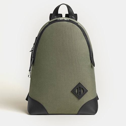 Kaki /Noir Bivouac Canvas and Swift Calfskin Allback Backpack - Hermes - Modalova