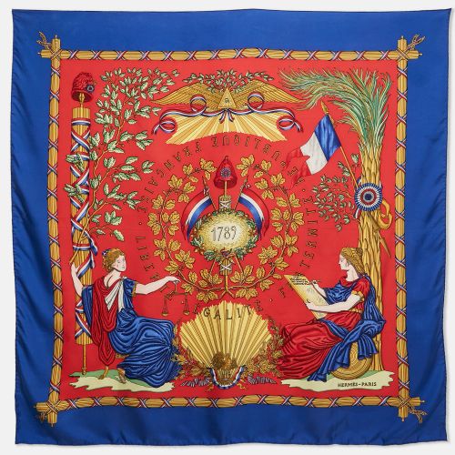 Hermès /Red Silk Liberte Egalite Fraternite Republique Francaise Scarf - Hermes - Modalova