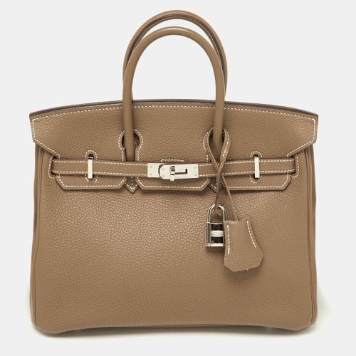 Etoupe Togo Leather Palladium Finish Birkin 25 Bag - Hermes - Modalova