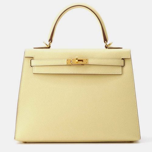 Jaune Poussin Epsom Kelly Sellier Bag 25 - Hermes - Modalova