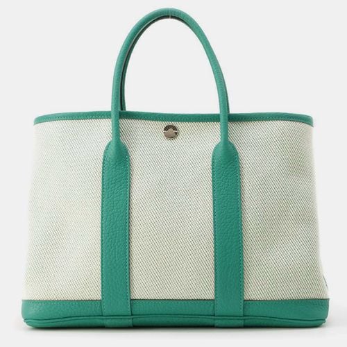 Vert Jade Toile Twill Ash Negonda Leather Garden Party Bag Size TPM - Hermes - Modalova