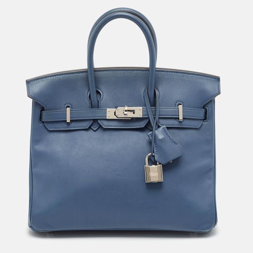 Bleu Agate Swift Leather Palladium Finish Birkin 25 Bag - Hermes - Modalova