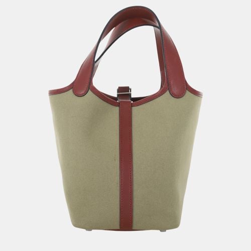 Bicolour Canvas/Leather Picotin 18 Shoulder Bag - Hermes - Modalova