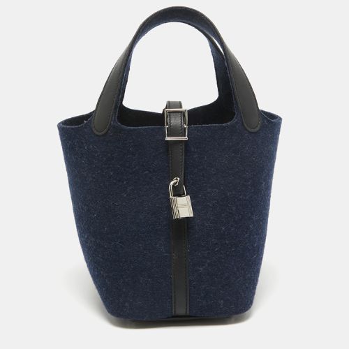 Bleu Nuit/Noir Feutre and Swift Leather Picotin Lock 18 Bag - Hermes - Modalova