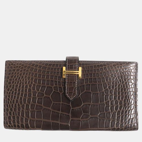 Bearn Alligator Leather Bi-fold Wallet Leather - Hermes - Modalova