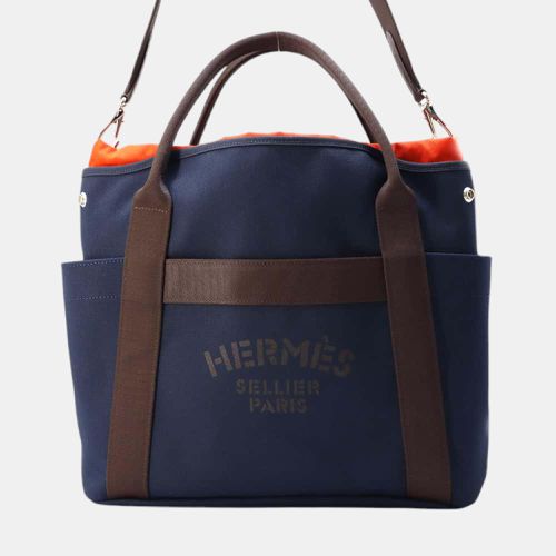 Sacked Pansage Navy/Feu Toile Chevrons Canvas - Hermes - Modalova