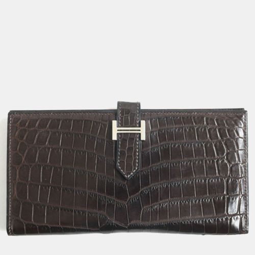 Bearn Niloticus Crocodile Leather Wallet Leather - Hermes - Modalova