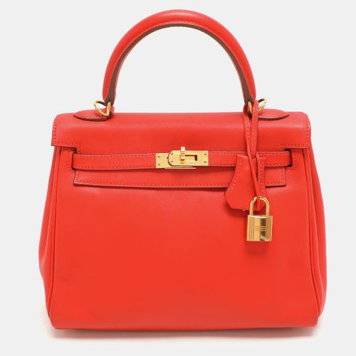 Capucine Swift Leather Gold Plated Kelly Retourne 25 Bag - Hermes - Modalova