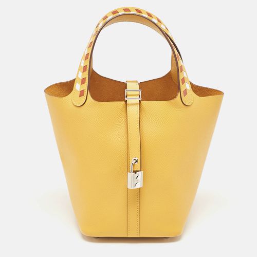 Jaune Ambre/Brique/Blanc Epsom Leather Picotin Lock Tressage 18 Bag - Hermes - Modalova