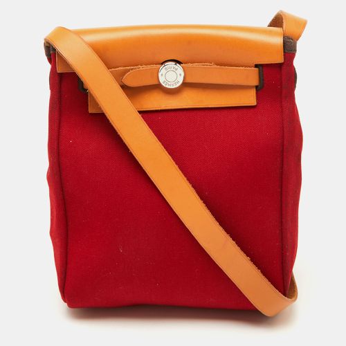 Rouge Imperial/Natural Canvas and Leather 2-in-1 Herbag TPM Bag - Hermes - Modalova