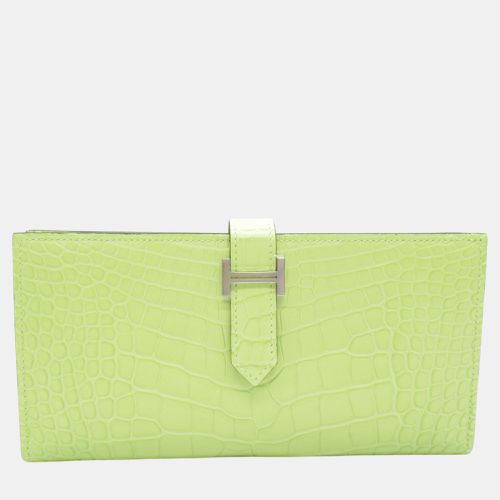 Leather Bearn Souffle Alligator Wallet - Hermes - Modalova