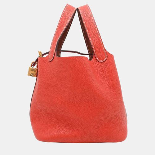 Casaque Rouge Dooku/Gold Taurillon Clemence Picotin Lock bag Size Pm - Hermes - Modalova