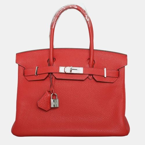 Rouge Tomate Clemence Leather Birkin 30 Bag - Hermes - Modalova