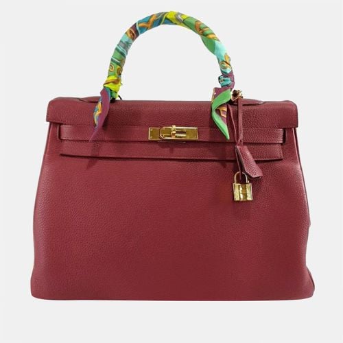 Rouge Leather Gold-plated Hardware Kelly 35 bag - Hermes - Modalova