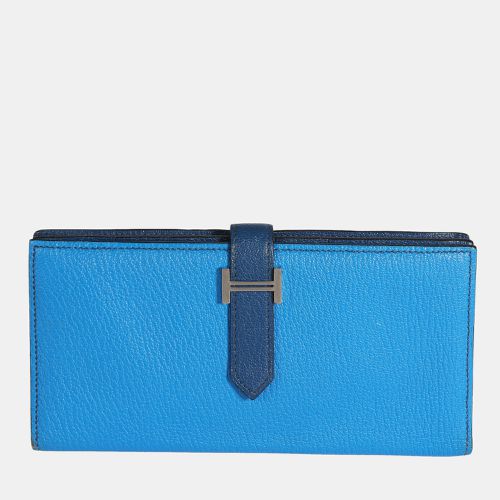 Bleu Izmir & Bleu Saphir Chévre Leather Bearn Wallet PHW - Hermes - Modalova