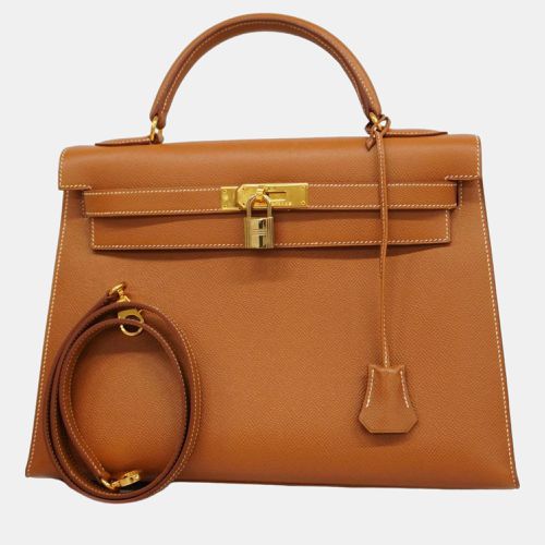 Gold Couchevel Kelly 32 A Engraved Handbag - Hermes - Modalova