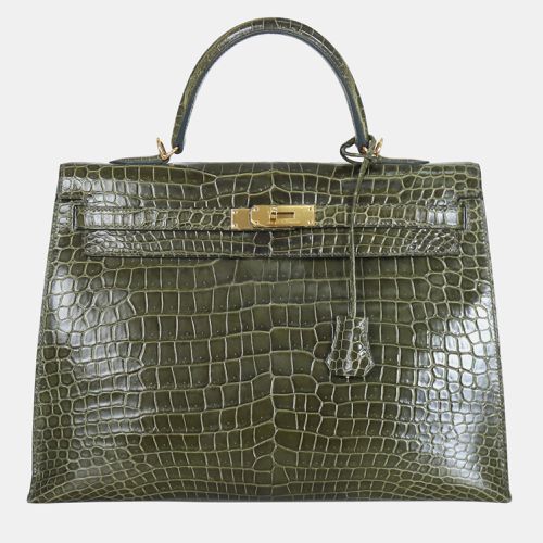 Vert Véronèse Shiny Alligator Kelly 35 Bag - Hermes - Modalova