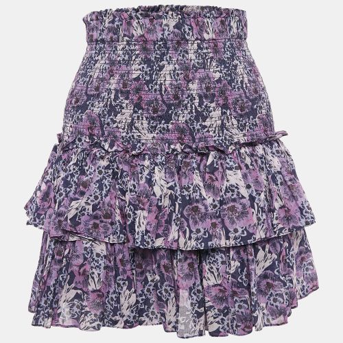 Floral Print Cotton Naomi Shirring Tiered Mini Skirt S - Isabel Marant Etoile - Modalova