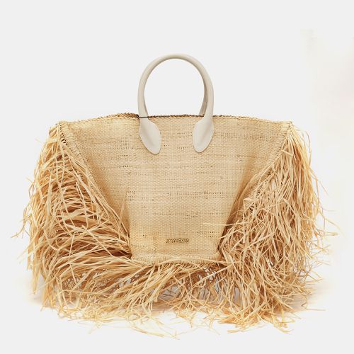 Woven Raffia and Leather Le Baci Fringe Tote - Jacquemus - Modalova