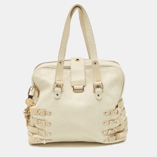 Off /Light Beige Distressed Leather and Snakeskin Trims Bree Satchel - Jimmy Choo - Modalova